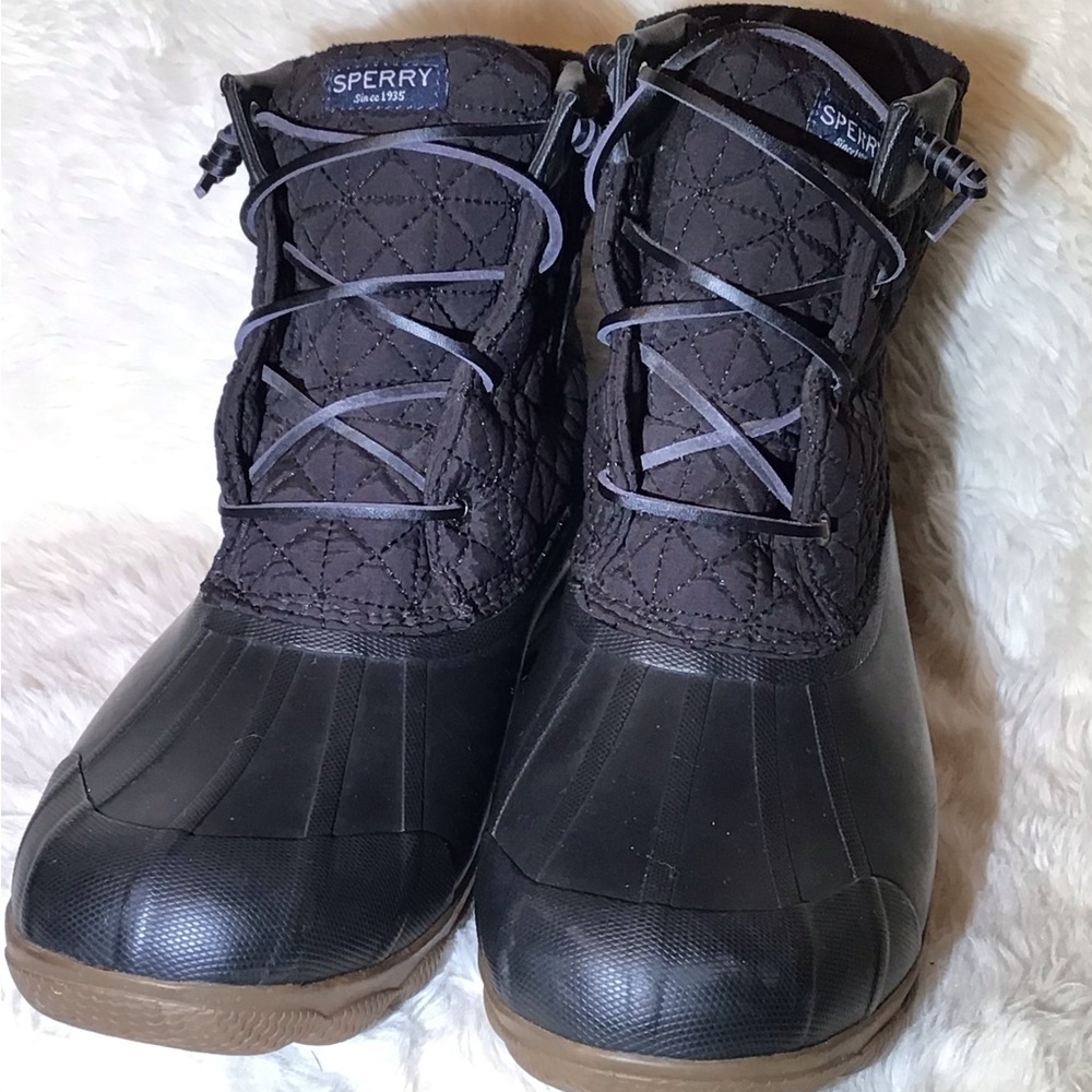 Sperry black rubber boots size 12